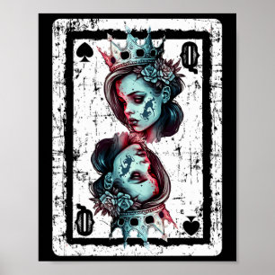 Drottning av sades Gothic Card Game Halloween Cree Poster