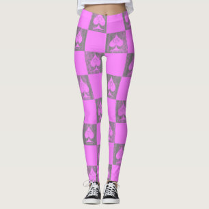 Drottning av Spades Leggings Rosa Fade Checkers Qo
