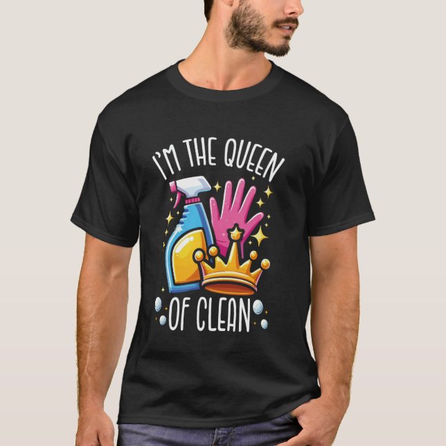Drottning av städuniform för rolig husstädning H T Shirt (Framsida)