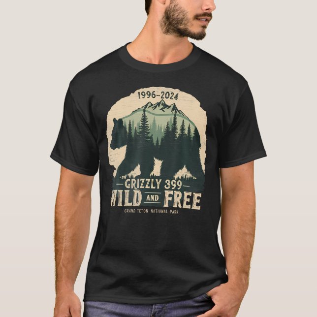 Drottning av Tetons Grizzly 399 Bear Älskare Natio T Shirt (Framsida)