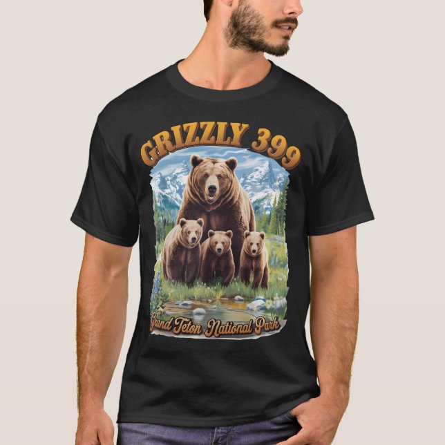 Drottning av Tetons Grizzly 399 nationalpark-1996 T Shirt (Framsida)
