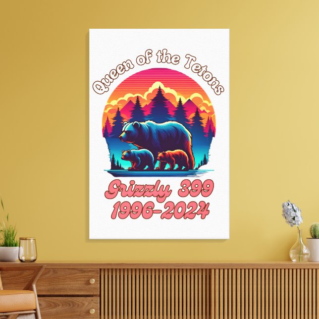 Drottning av Tetons Grizzly 399 Tribute 1996-2024 Canvastryck (Insitu (Vardagsrum))