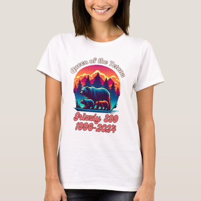 Drottning av Tetons Grizzly 399 Tribute 1996-2024 T Shirt (Framsida)
