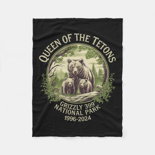 Drottning av Tetons Grizzly 9 Wildlife Preserve 19 Fleecefilt (Framsidan)