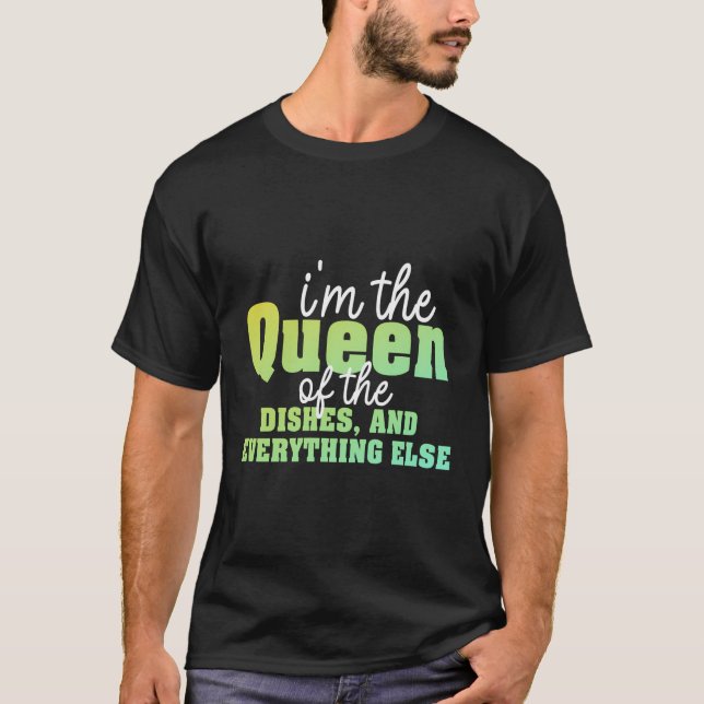 Drottning av Tvätt Housefru Städning Lung Hous T Shirt (Framsida)