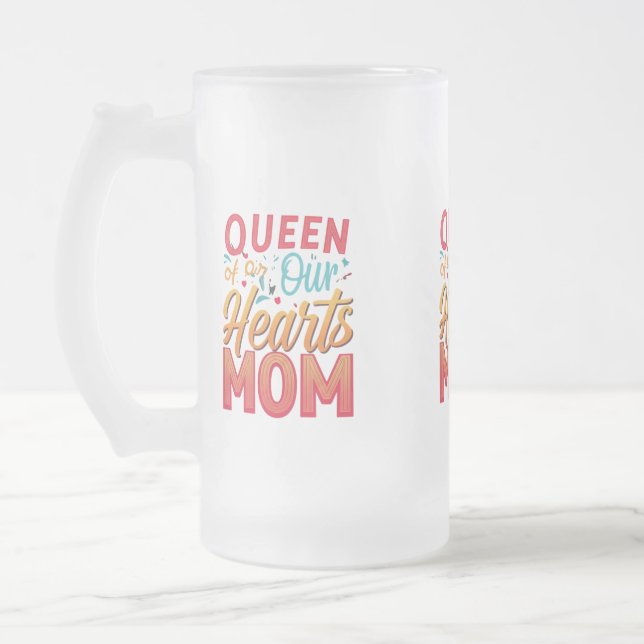 Drottning av våra hjärtan Mamma Frostad Glas Mugg (Vänster)