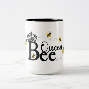 Drottning Bee, honungsBee, Humla, Gift för henne Två-Tonad Mugg