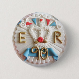 Drottning det 90:e emblem för födelsedagfiranden knapp