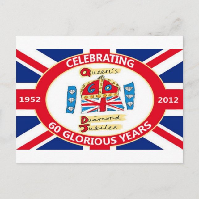 Drottning diamantjubileum vykort (Framsida)