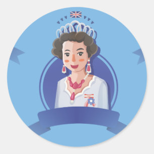 drottning Elizabeth 2 Runt Klistermärke