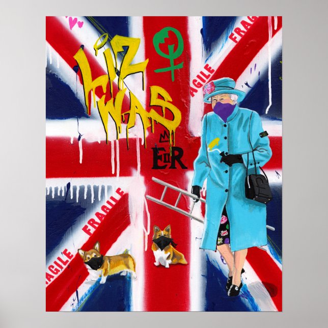 "drottning Elizabeth" Graffiti Stil Poster (Framsidan)