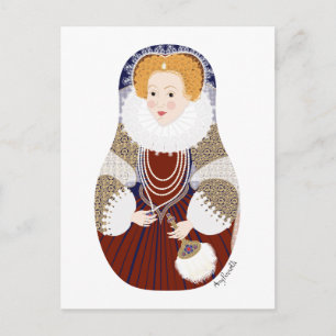 Drottning Elizabeth I av England Matryoshka Postko Vykort