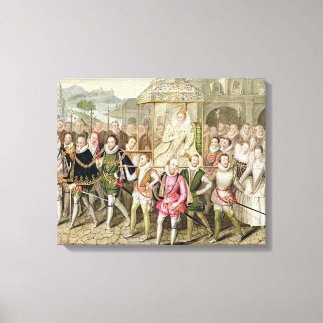 drottning Elizabeth I i fortplantning med hennes C Canvastryck (Framsida)
