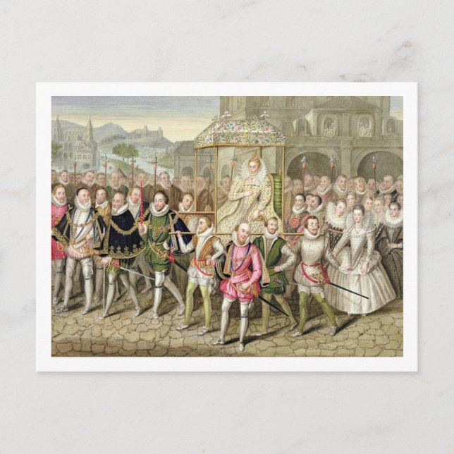 drottning Elizabeth I i fortplantning med hennes C Vykort (Framsida)