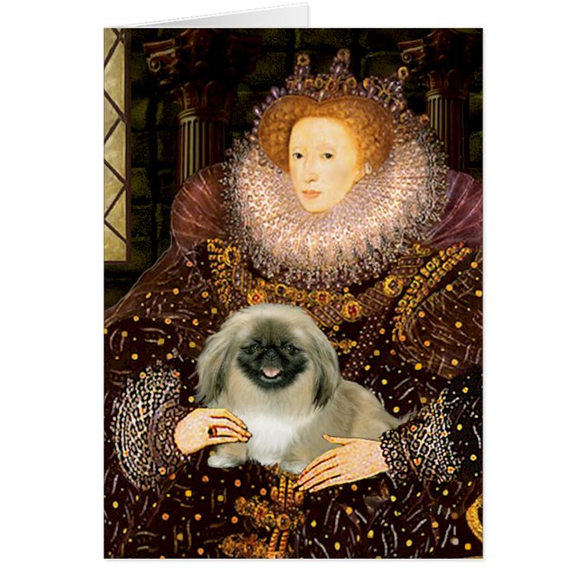 Drottning Elizabeth I - Pekingese Hälsningskort (Framsidan)