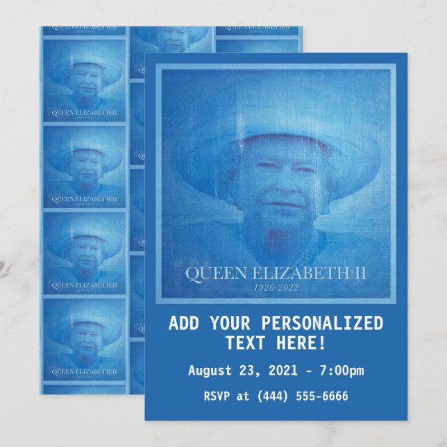 drottning Elizabeth II 1926-2022 Inbjudningar (Fram/baksida)