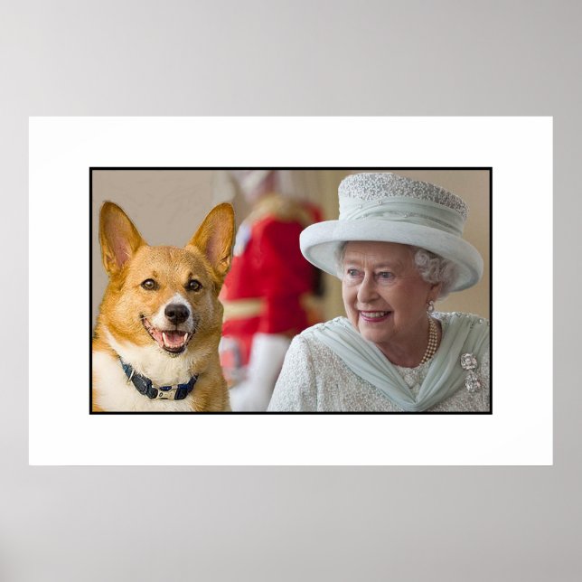 drottning Elizabeth II delar ett skratt med sin Co Poster (Framsidan)