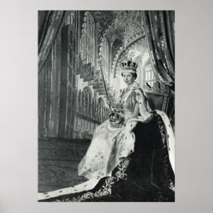 drottning Elizabeth II med koronationsregalia Poster