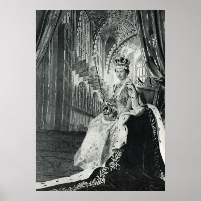 drottning Elizabeth II med koronationsregalia Poster (Framsidan)