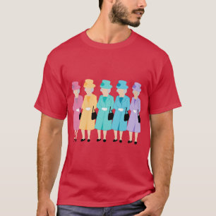 Drottning Elizabeth II regnbågshatt och jacka pres T Shirt