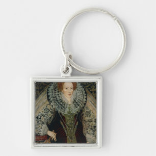 Drottning Elizabeth mig, c.1585-90 Fyrkantig Silverfärgad Nyckelring