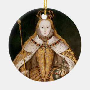 Drottning Elizabeth mig i Coronationskrud Julgransprydnad Keramik