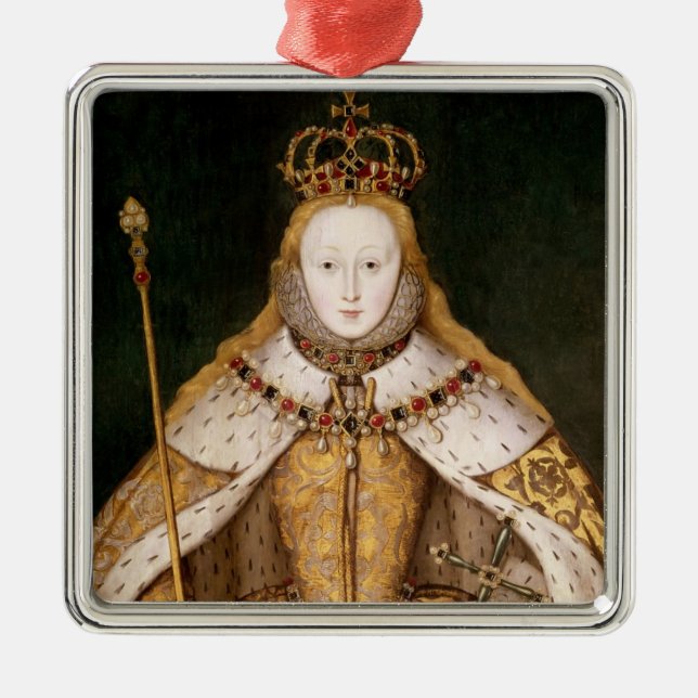 Drottning Elizabeth mig i Coronationskrud Julgransprydnad Metall (Framsidan)