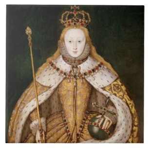 Drottning Elizabeth mig i Coronationskrud Kakelplatta