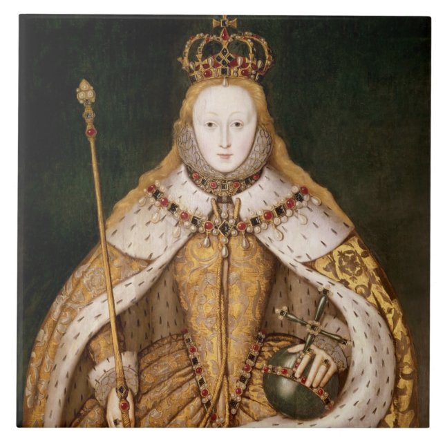 Drottning Elizabeth mig i Coronationskrud Kakelplatta (Framsidan)