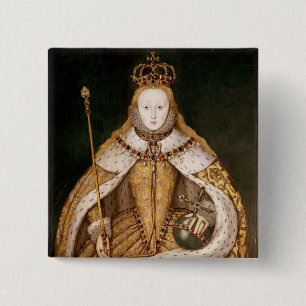 Drottning Elizabeth mig i Coronationskrud Knapp