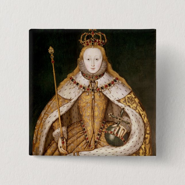 Drottning Elizabeth mig i Coronationskrud Knapp (Framsida)