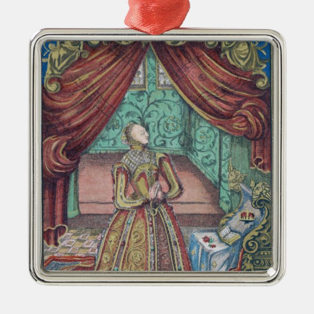 Drottning Elizabeth mig på bönen, frontispiece Julgransprydnad Metall (Framsidan)