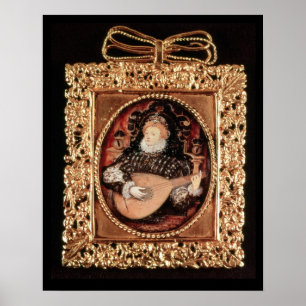Drottning Elizabeth mig som leker luten Poster