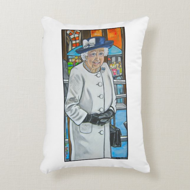 Drottning Elizabeth på Paddington Station Prydnadskudde (Framsidan(Vertikal))
