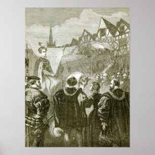 Drottning Elizabeth som skriver in London Poster