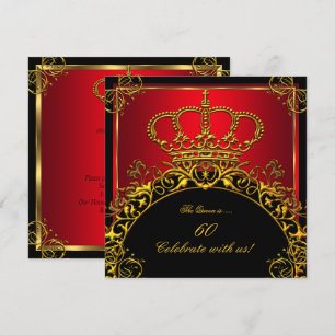 Drottning eller Kung Regal Röd Guld Royal Födelsed Inbjudningar