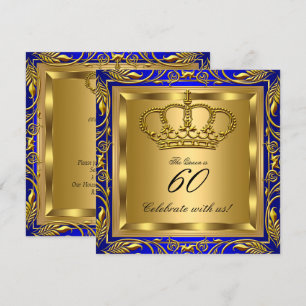 Drottning eller Kung Royal Blå Guld Elite Födelsed Inbjudningar