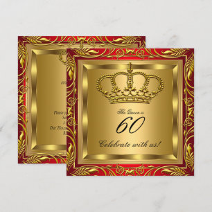 Drottning eller Kung Royal Röd Guld Elite Födelsed Inbjudningar