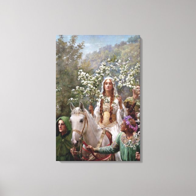 Drottning Guineveres Majfirande (av John Collier) Canvastryck (Framsida)