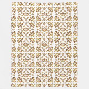 Drottning hearts guld krona tiara white fleece fil
