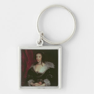 Drottning Henrietta Maria Fyrkantig Silverfärgad Nyckelring