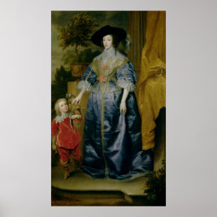 Drottning Henrietta Maria och henne som är dvärg Poster