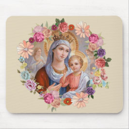 Drottning Himmel Jesus Bebis Änglar Blommor Rosor Musmatta