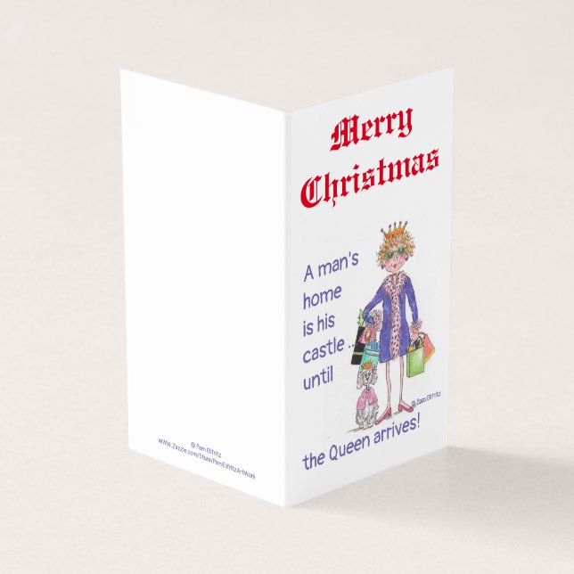 Drottning i blått får lika behandling hemma teckna kort (Utsida)