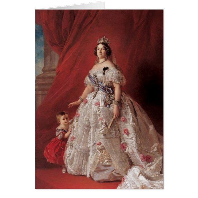 Drottning Isabella II av Spanien Hälsningskort (Framsidan)