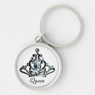 "Drottning" Keychain Rund Silverfärgad Nyckelring
