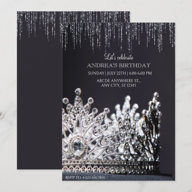 Drottning Krona Inbjudningar (Fram/baksida)