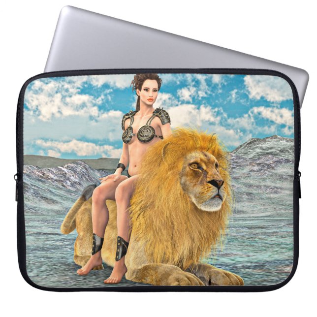 Drottning Lejon Fantasi Laptop Sleeve (Framsidan)