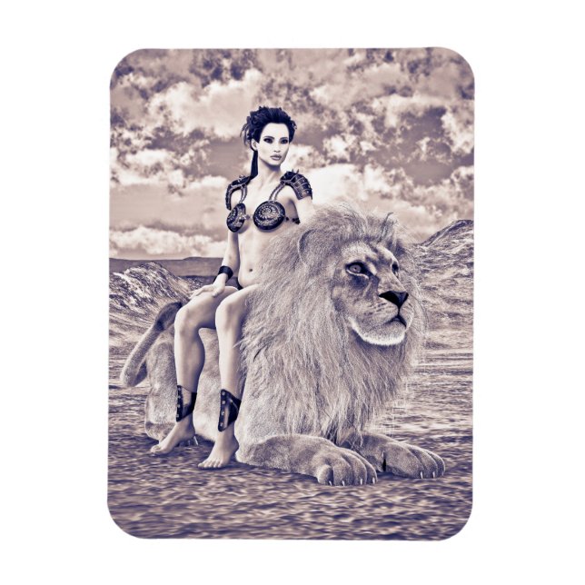 Drottning Lion Fantasi Magnet (Vertikal)