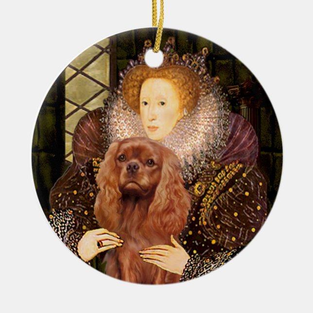 Drottning Liz I - Ruby Cavalier Julgransprydnad Keramik (Framsidan)
